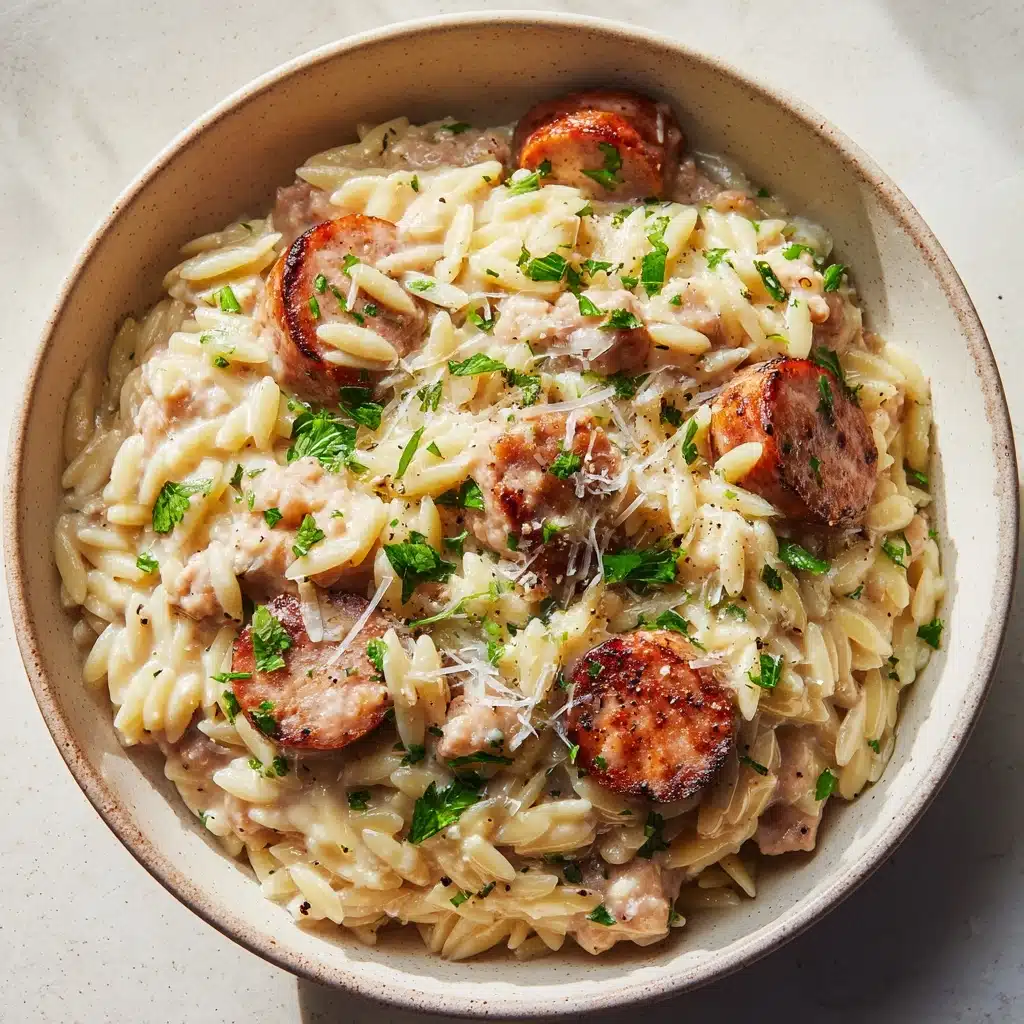 Creamy Chicken Sausage Orzo Recipe - Recipe Image