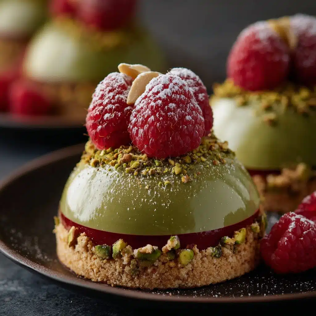 Pistachio & Raspberry Cheesecake Domes Recipe - Recipe Image