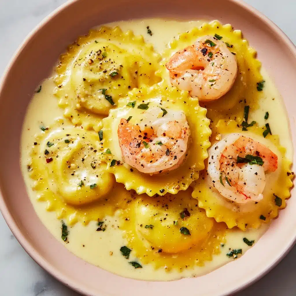 Shrimp Ravioli in Creamy Garlic Sauce Recipe - Recipe Image