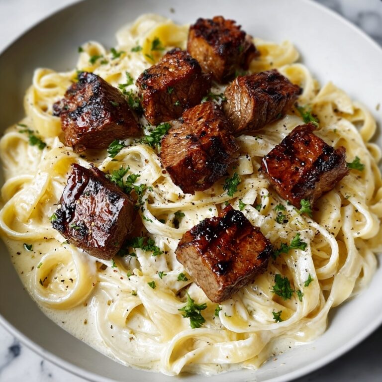 Garlic Butter Steak Bites with Creamy Parmesan Pasta Recipe