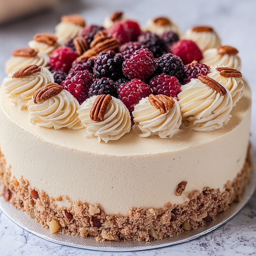 Simple Italian Cream Cake with Coconut and Toasted Pecans Recipe - Recipe Image