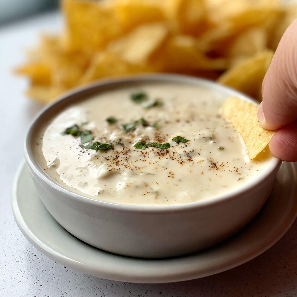 Mexican Restaurant Style White Cheese (Queso) Dip Recipe - Recipe Image