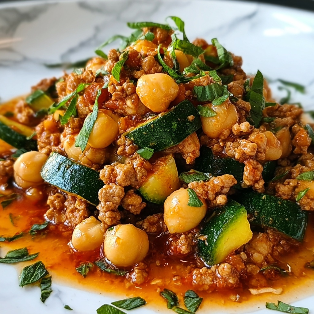 Ground Turkey Zucchini Chickpea Skillet Recipe - Recipe Image