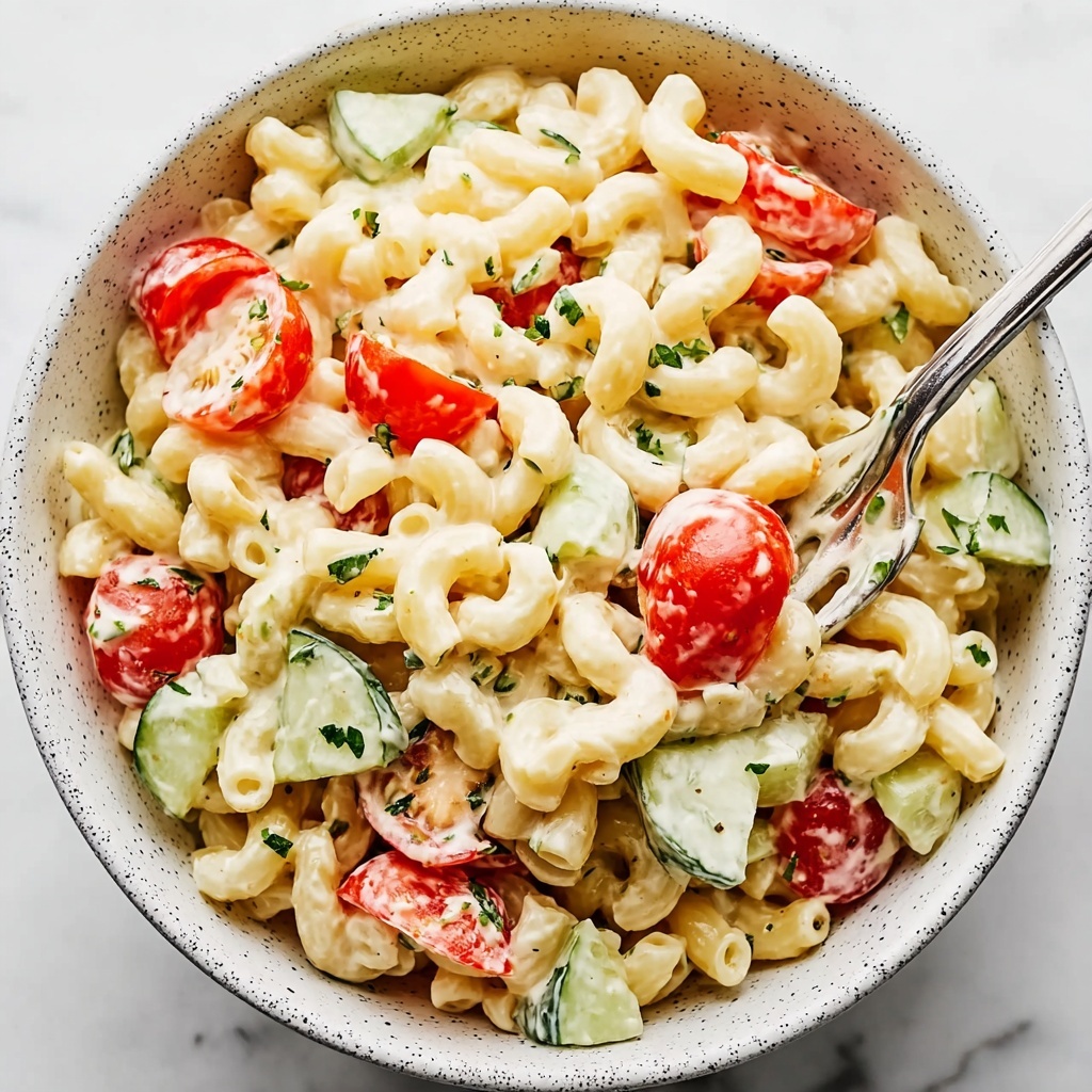 Delicious Summer Macaroni Salad with Tomatoes Recipe - Recipe Image