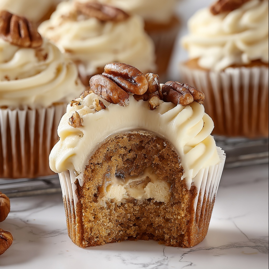 Banana Cinnamon Pecan Cupcakes with Cream Cheese Frosting Recipe - Recipe Image
