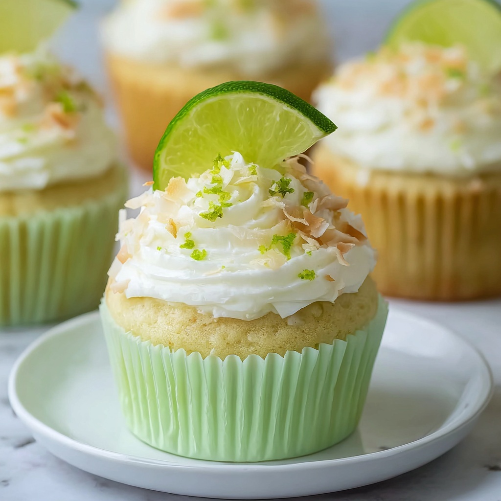 Coconut Cupcakes with Lime Buttercream Frosting Recipe - Recipe Image