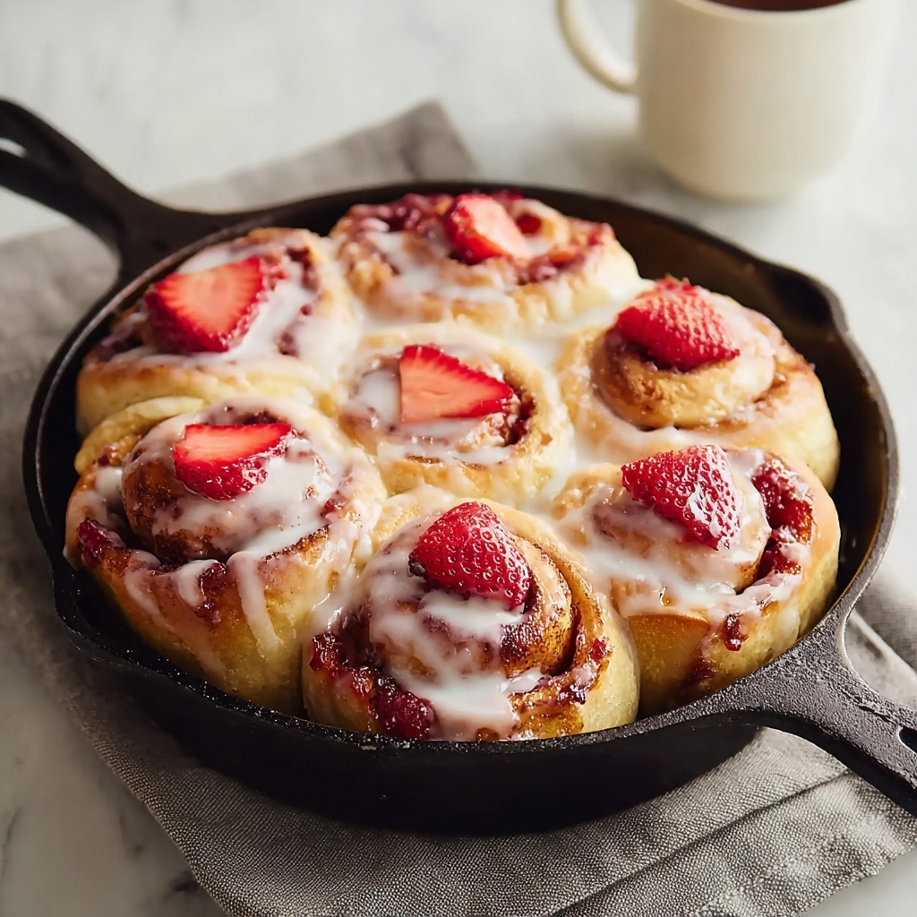 Homemade Strawberry Cinnamon Rolls with Creamy Glaze Recipe - Recipe Image