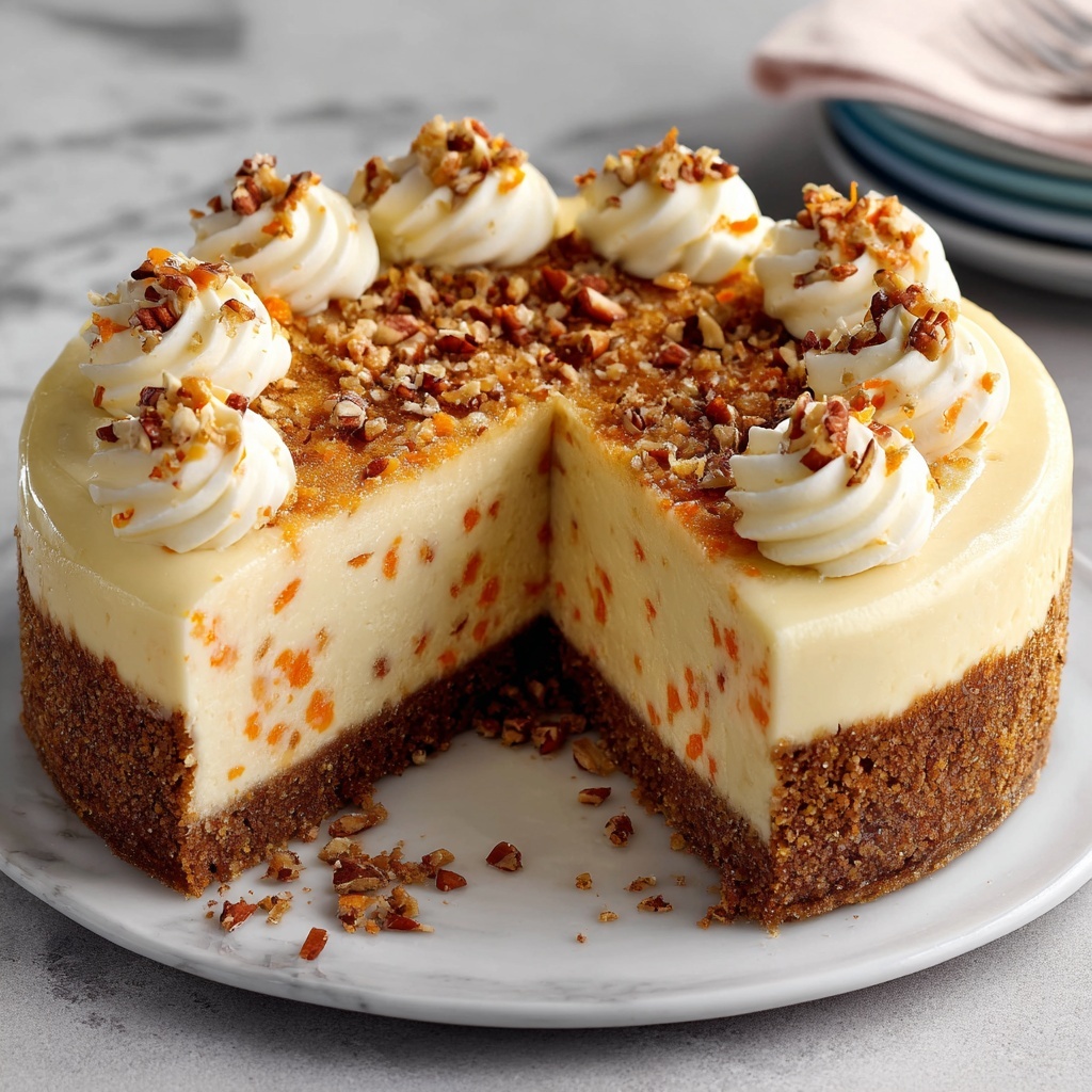 Carrot Cake Cheesecake with Creamy Topping Recipe - Recipe Image