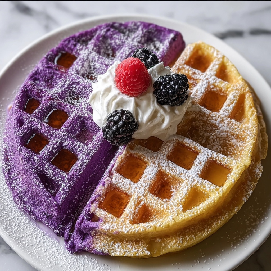 Ultimate Crispy Ube Waffles Recipe - Recipe Image