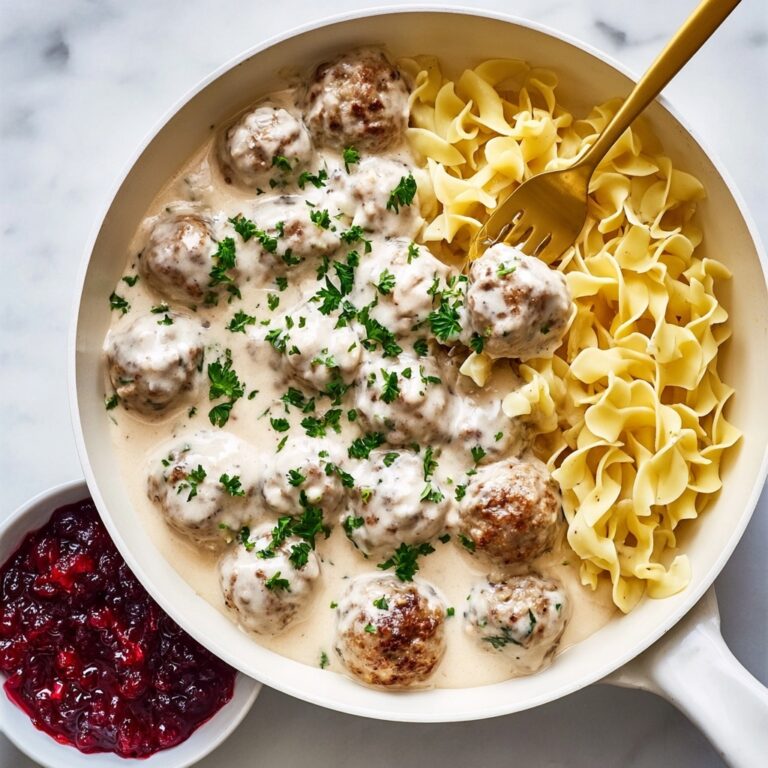 Swedish Meatballs with Creamy Gravy and Lingonberry Jam Recipe