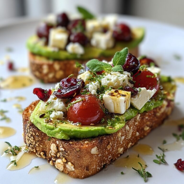 Avocado Feta Toast with Tomato, Cranberries & Olive Oil Recipe