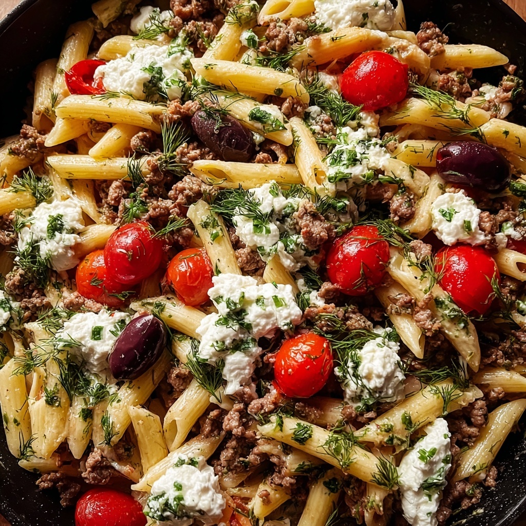One-Pot Greek Gyro Pasta Bake Recipe - Recipe Image