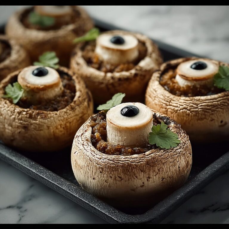 Delicious Stuffed Mushroom Eyeballs for a Spooky Halloween Appetizer Recipe