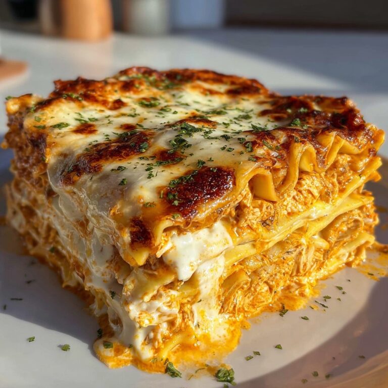 Cheesy Buffalo Chicken Lasagna with Ranch Drizzle Recipe