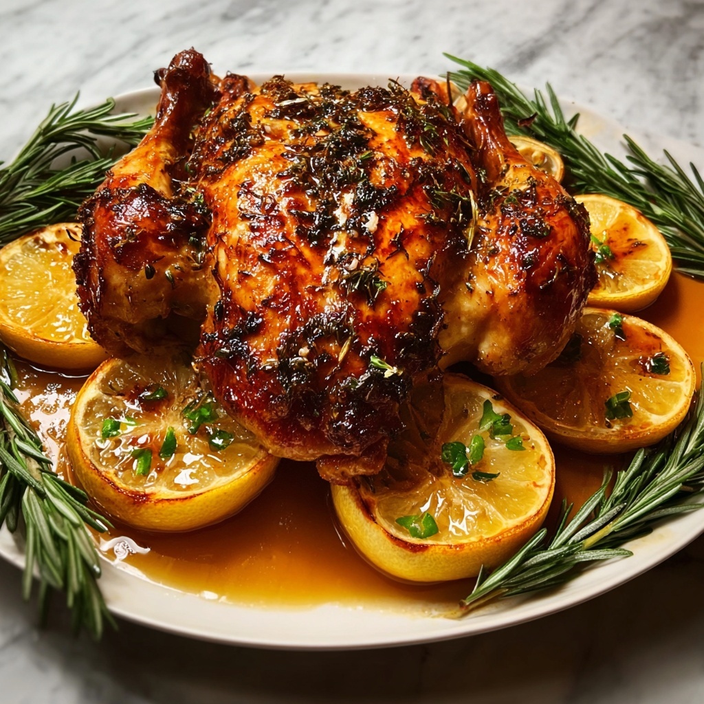 Lemon Chicken Roast with Fresh Herbs and Sliced Lemons Recipe - Recipe Image