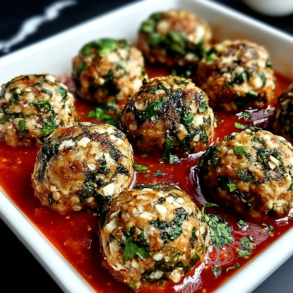 Baked Chicken Ricotta Meatballs with Spinach Recipe - Recipe Image