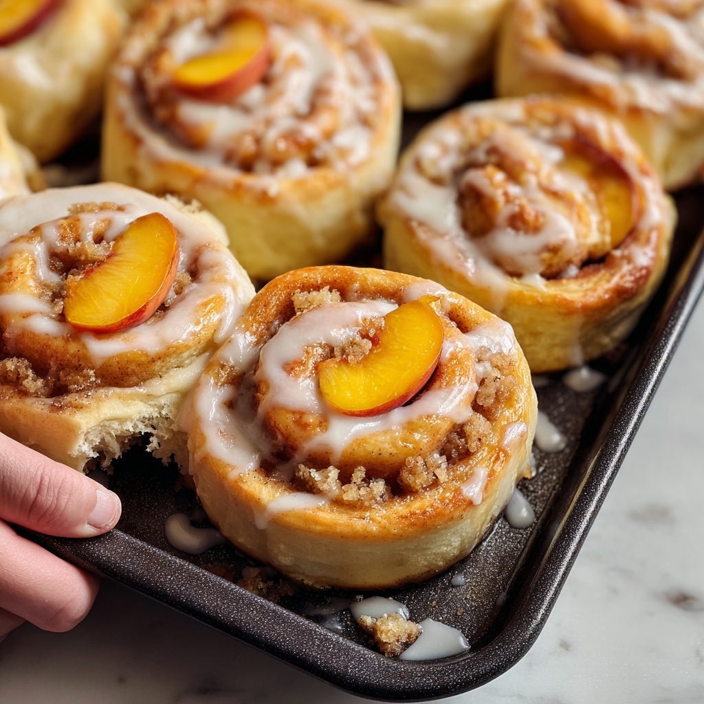 Peach Cobbler Cinnamon Rolls Recipe - Recipe Image