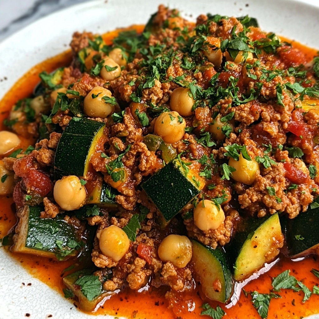 Ground Turkey Zucchini Chickpea Skillet Recipe - Recipe Image