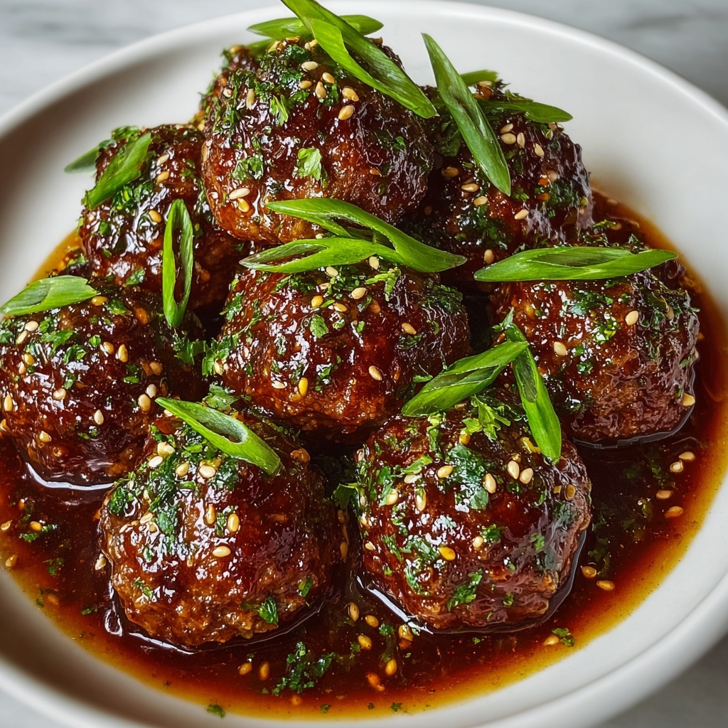 Savory Spicy Mongolian Glazed Meatballs with Scallions Recipe - Recipe Image