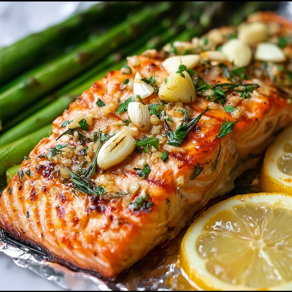 Savory Baked Salmon in Foil with Asparagus & Lemon Butter Recipe - Recipe Image