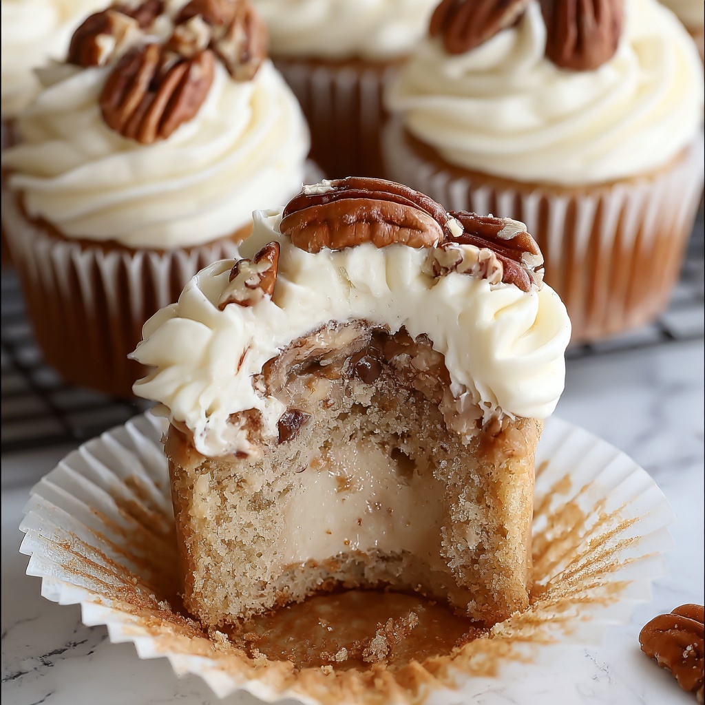 Banana Cinnamon Pecan Cupcakes with Cream Cheese Frosting Recipe - Recipe Image