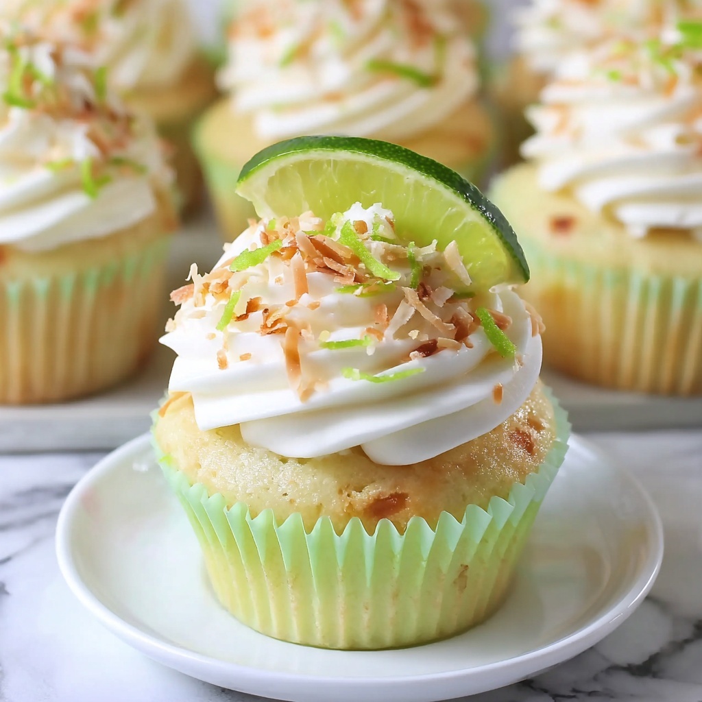 Coconut Cupcakes with Lime Buttercream Frosting Recipe - Recipe Image