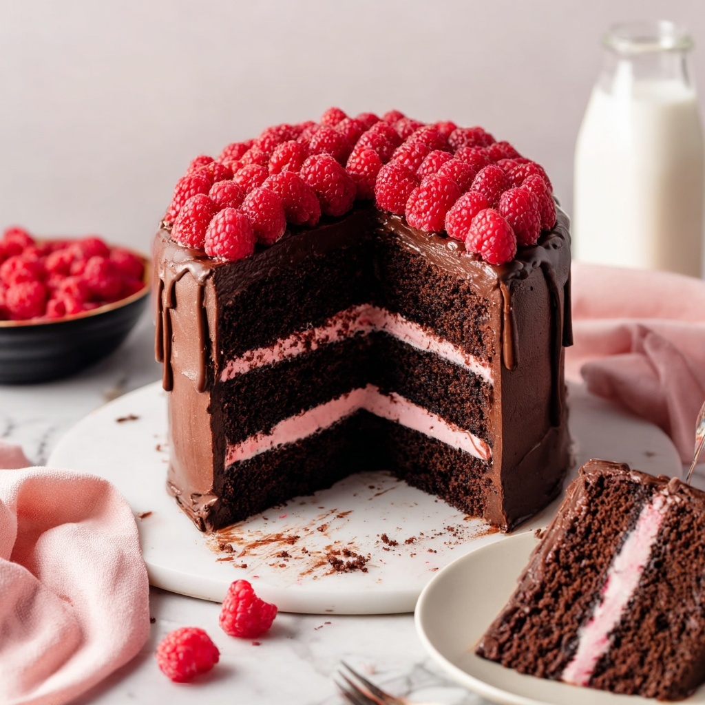 Vegan Raspberry Chocolate Cake Recipe - Recipe Image