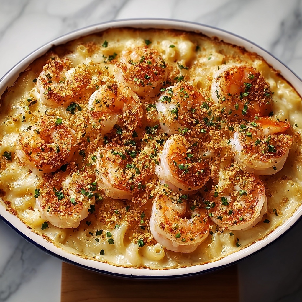 Creamy Shrimp and Rice Casserole with Cheddar and Crispy Breadcrumb Topping Recipe - Recipe Image