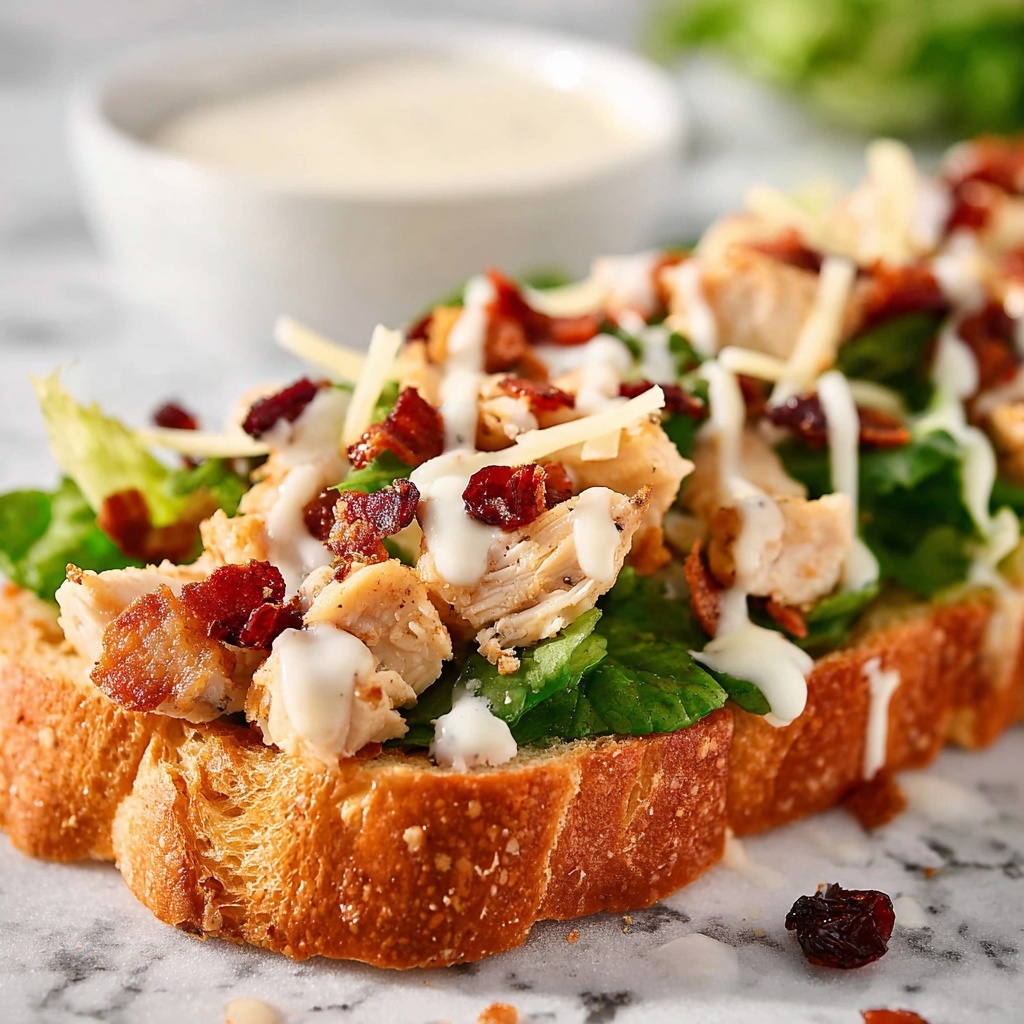 Chicken Caesar Salad Garlic Bread Recipe - Recipe Image