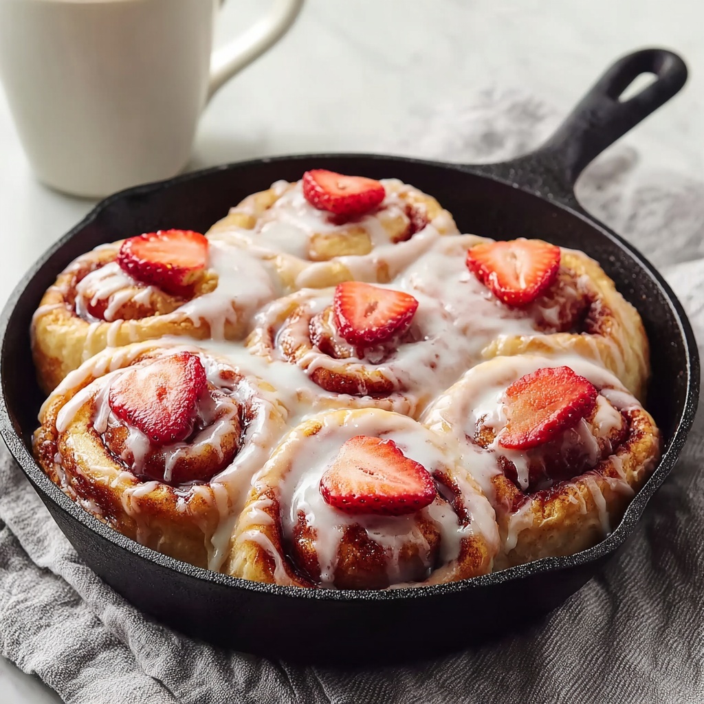 Homemade Strawberry Cinnamon Rolls with Creamy Glaze Recipe - Recipe Image