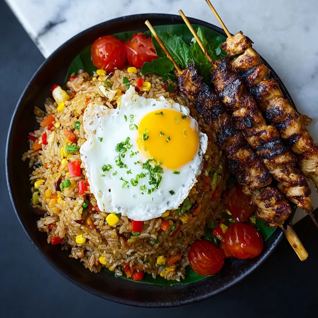 Indonesian Fried Rice with Grilled Skewers Recipe - Recipe Image
