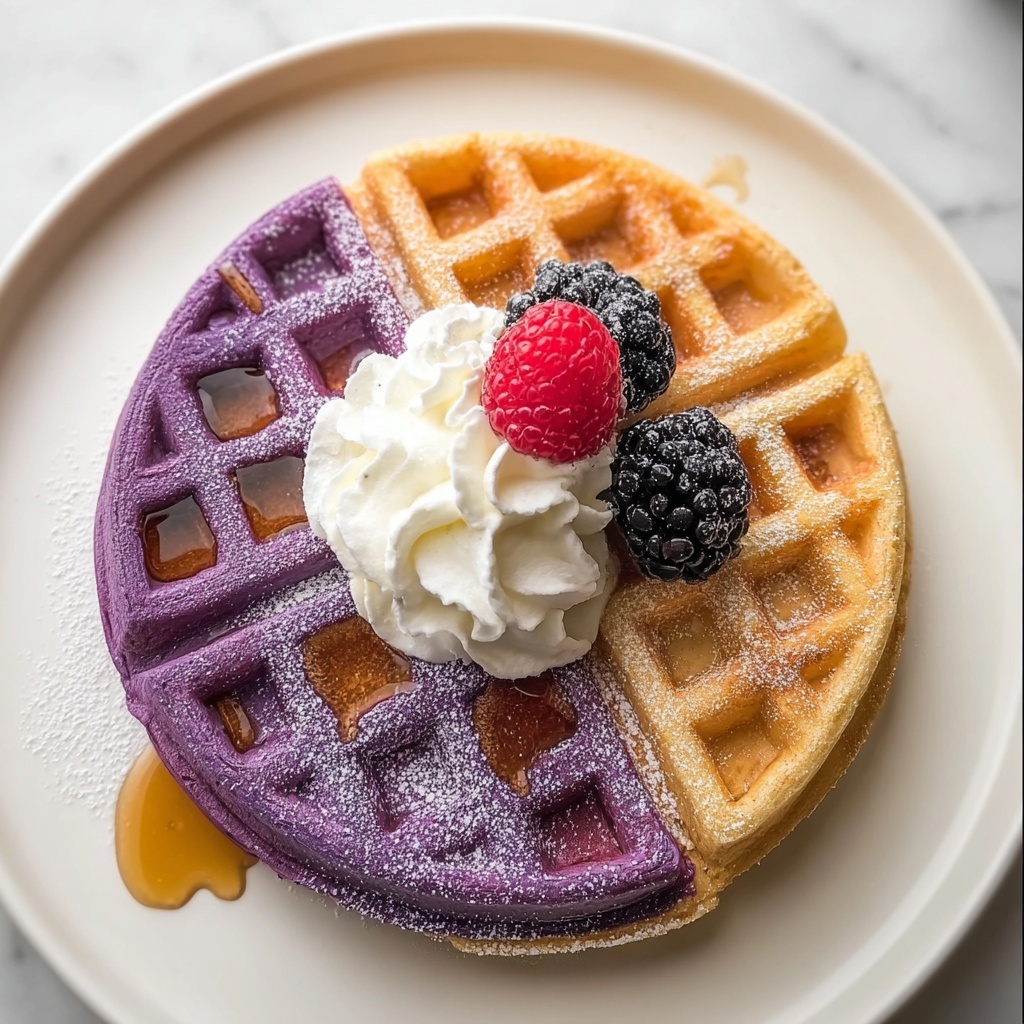 Ultimate Crispy Ube Waffles Recipe - Recipe Image