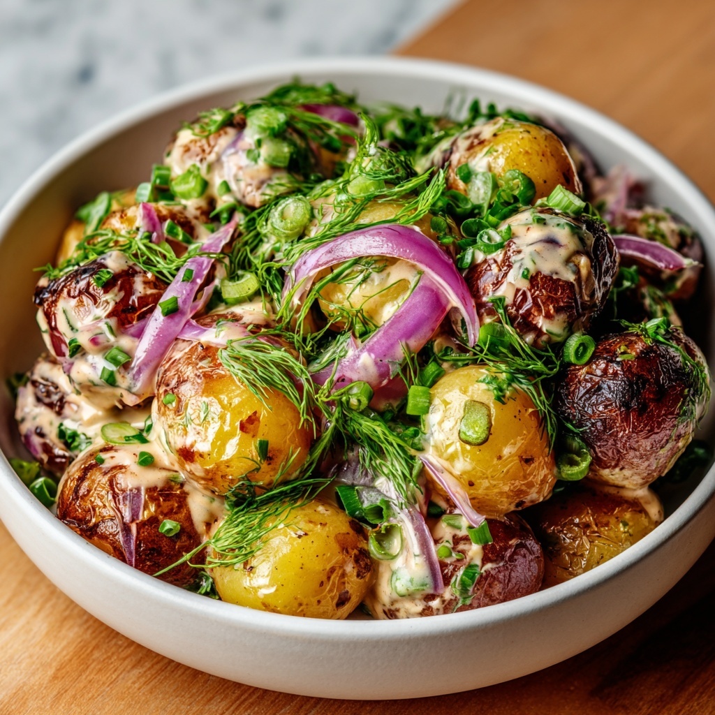 Warm Potato Salad with Spring Onion & Mustard Dressing Recipe - Recipe Image