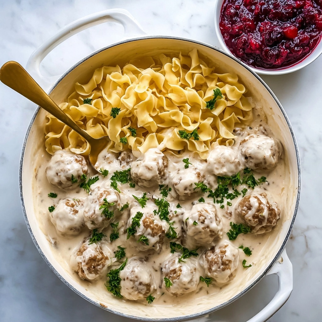 Swedish Meatballs with Creamy Gravy and Lingonberry Jam Recipe - Recipe Image