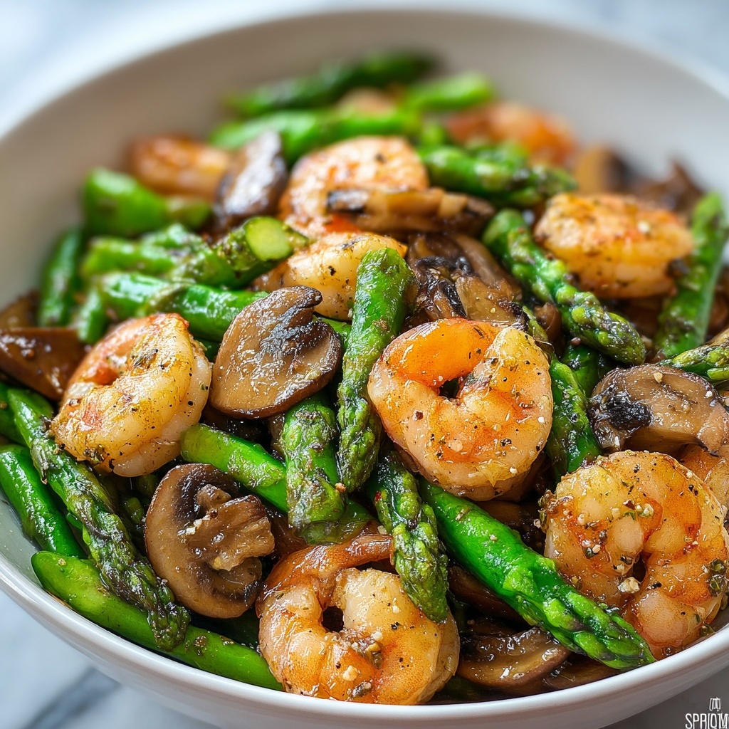 Shrimp and Asparagus Stir-Fry with Mushrooms Recipe - Recipe Image