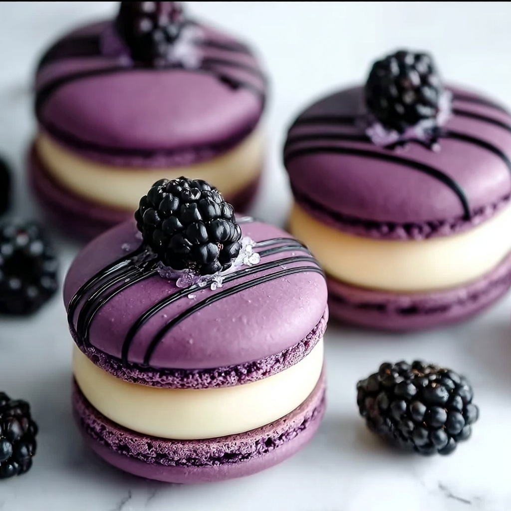 Blackberry Macarons for an Elegant Dessert Night Recipe - Recipe Image