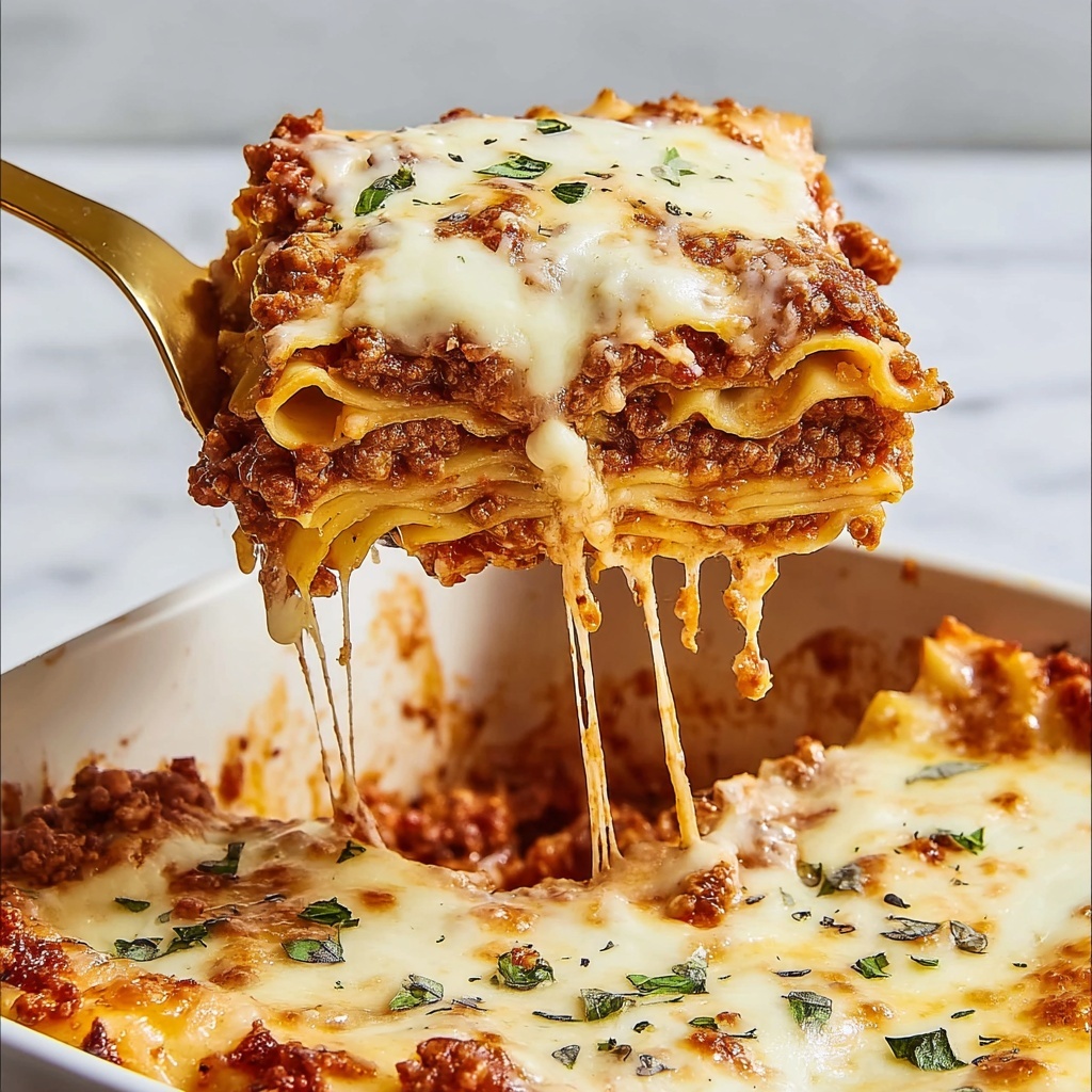 Classic Beef Lasagna with Creamy Cheese Layers Recipe - Recipe Image
