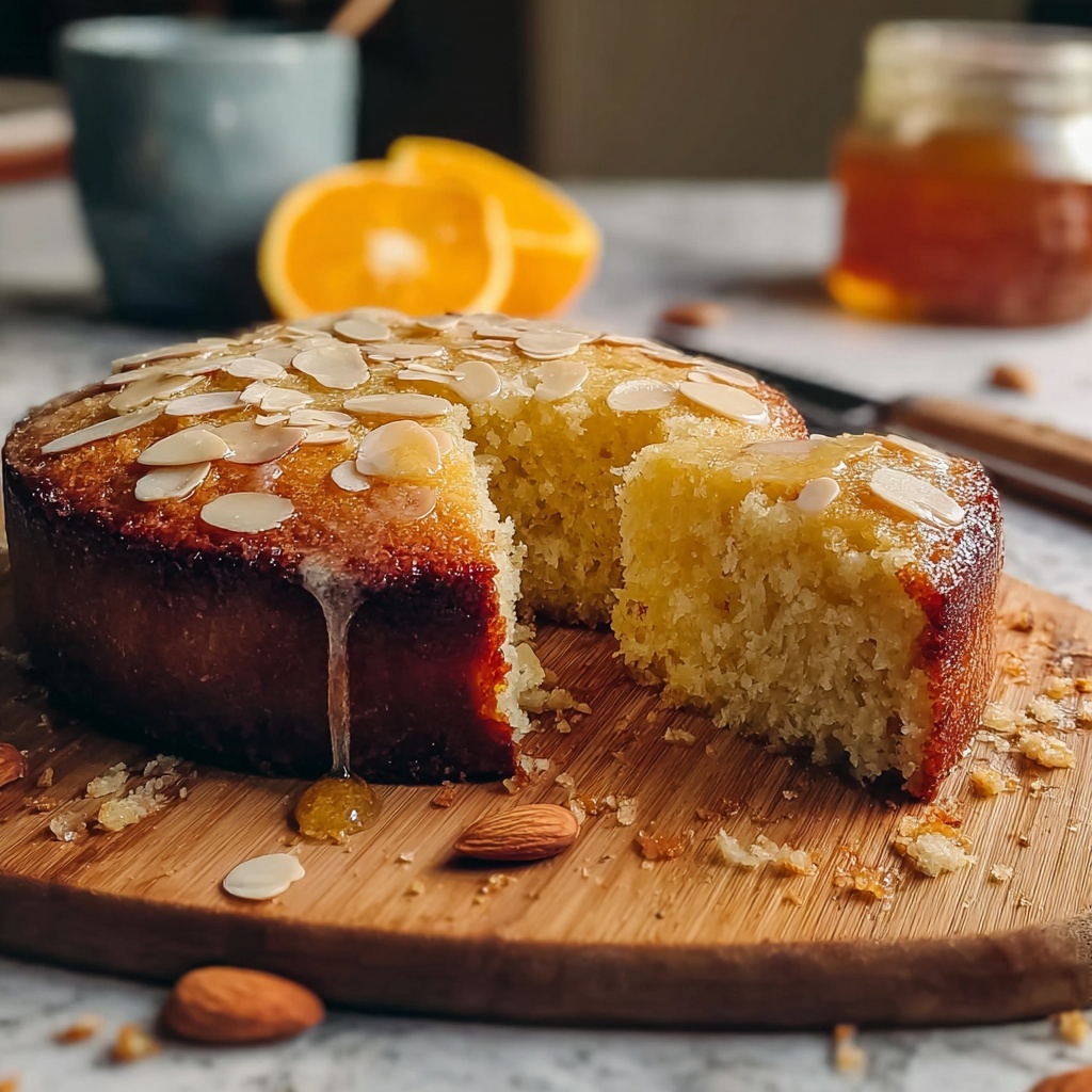 Semolina Cake with Honey, Almonds, and Orange Zest Recipe - Recipe Image