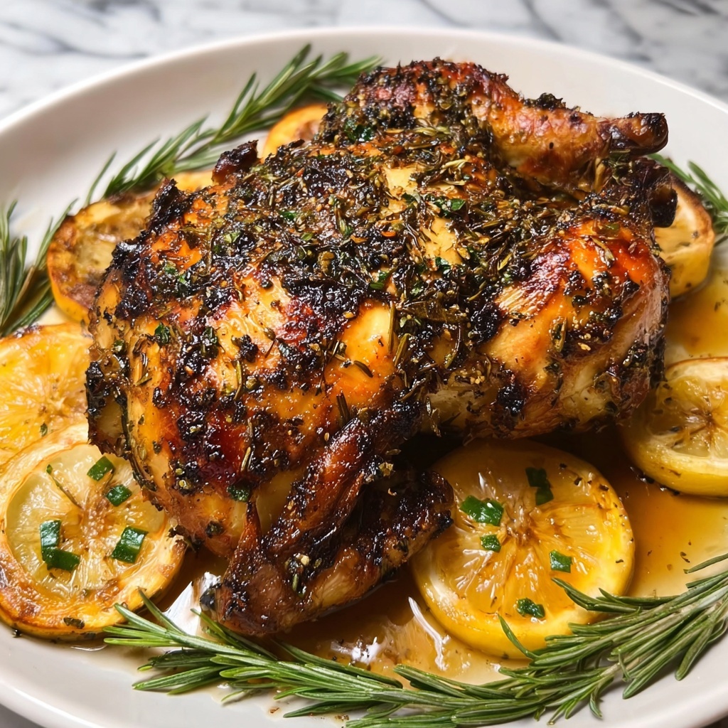 Lemon Chicken Roast with Fresh Herbs and Sliced Lemons Recipe - Recipe Image