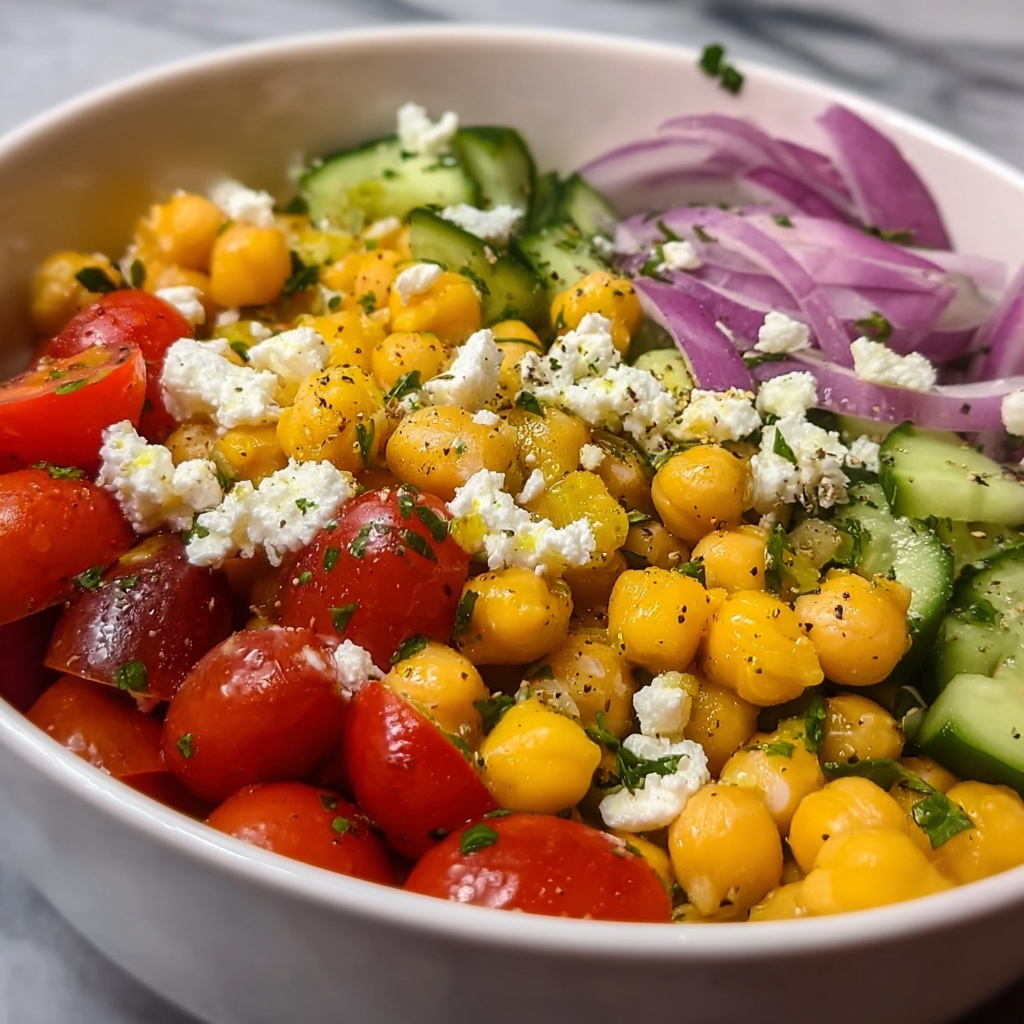Chickpea Salad with Fresh Vegetables and Feta Recipe - Recipe Image