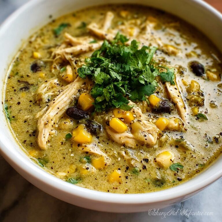 Creamy Green Chile Chicken Enchilada Soup in a Slow Cooker Recipe