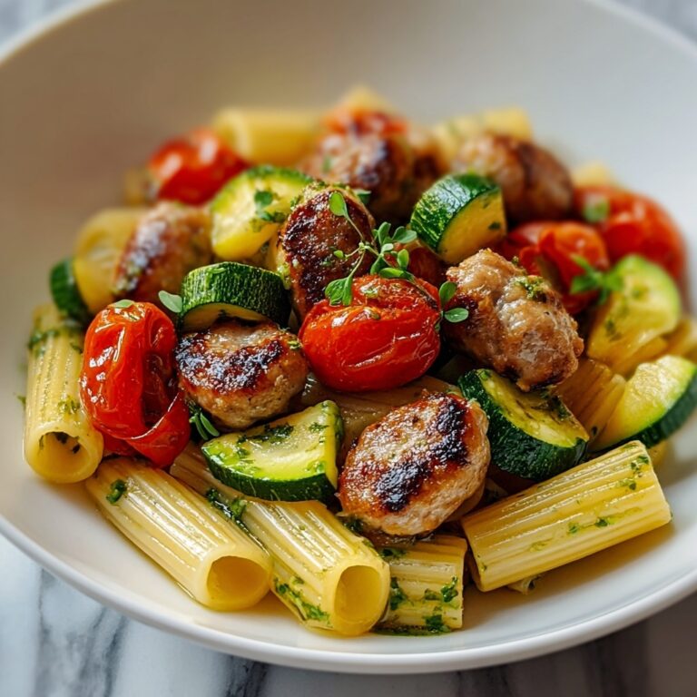 Chicken Sausages with Zucchini, Tomatoes, and Pasta Recipe