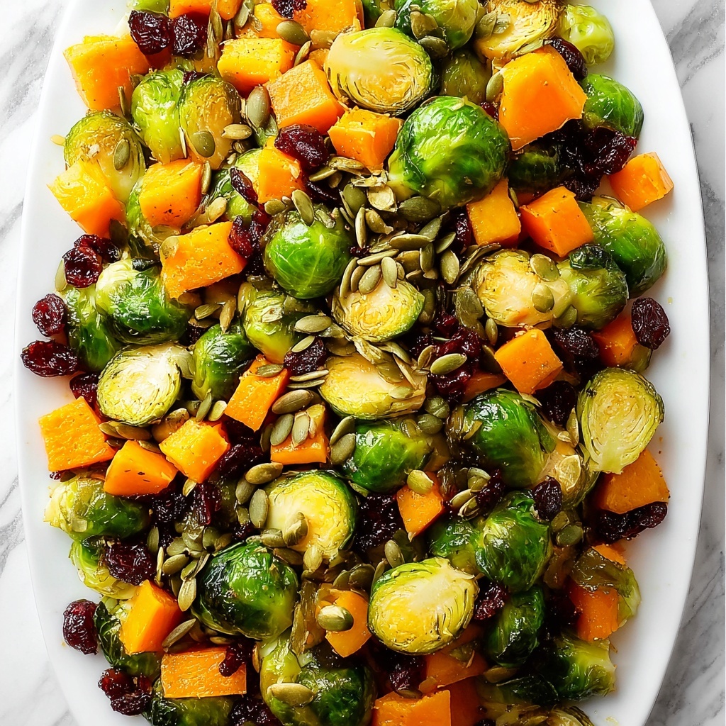 Roasted Brussels Sprouts Salad with Maple Butternut Squash, Pumpkin Seeds, and Cranberries Recipe - Recipe Image
