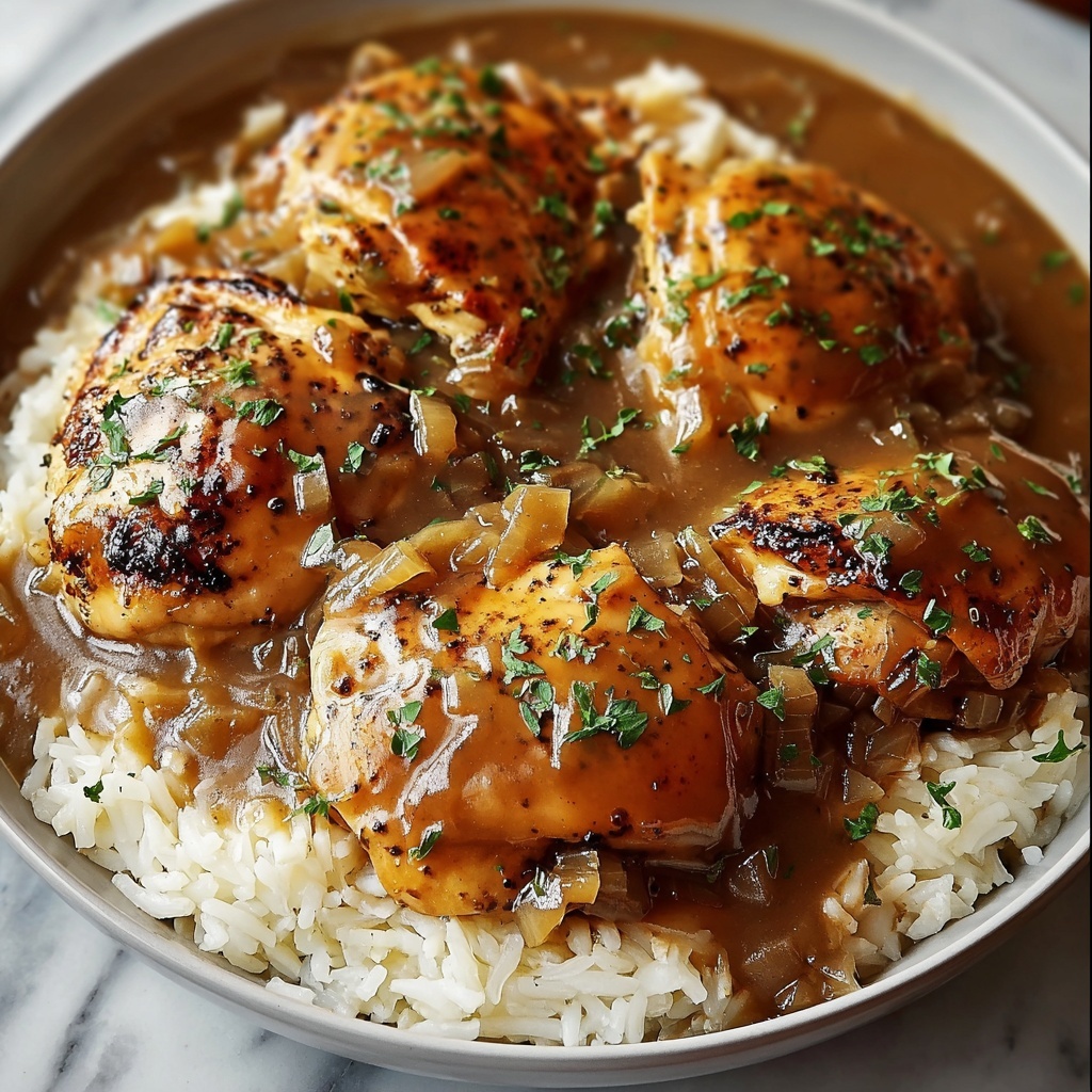 Smothered Chicken and Rice Recipe - Recipe Image