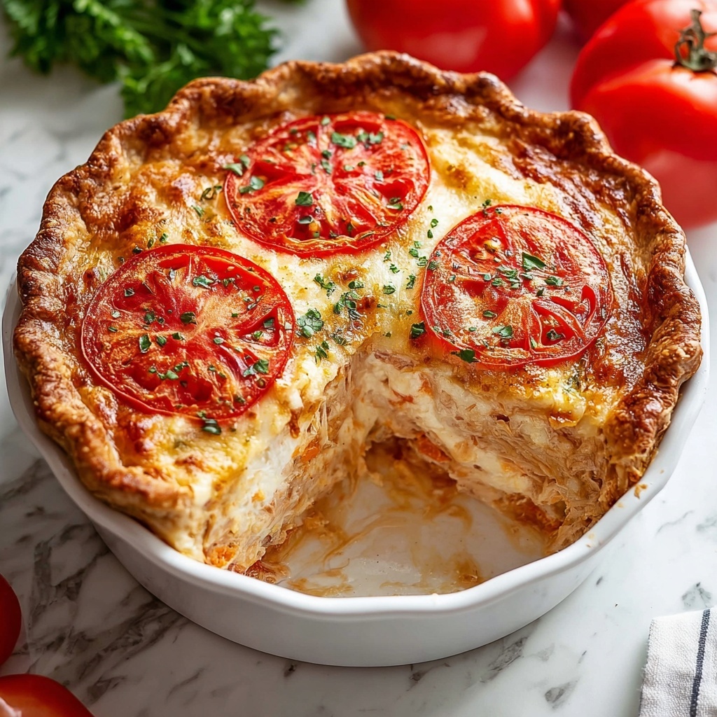 Creamy Tomato Pie with Cheddar and Parmesan Recipe - Recipe Image