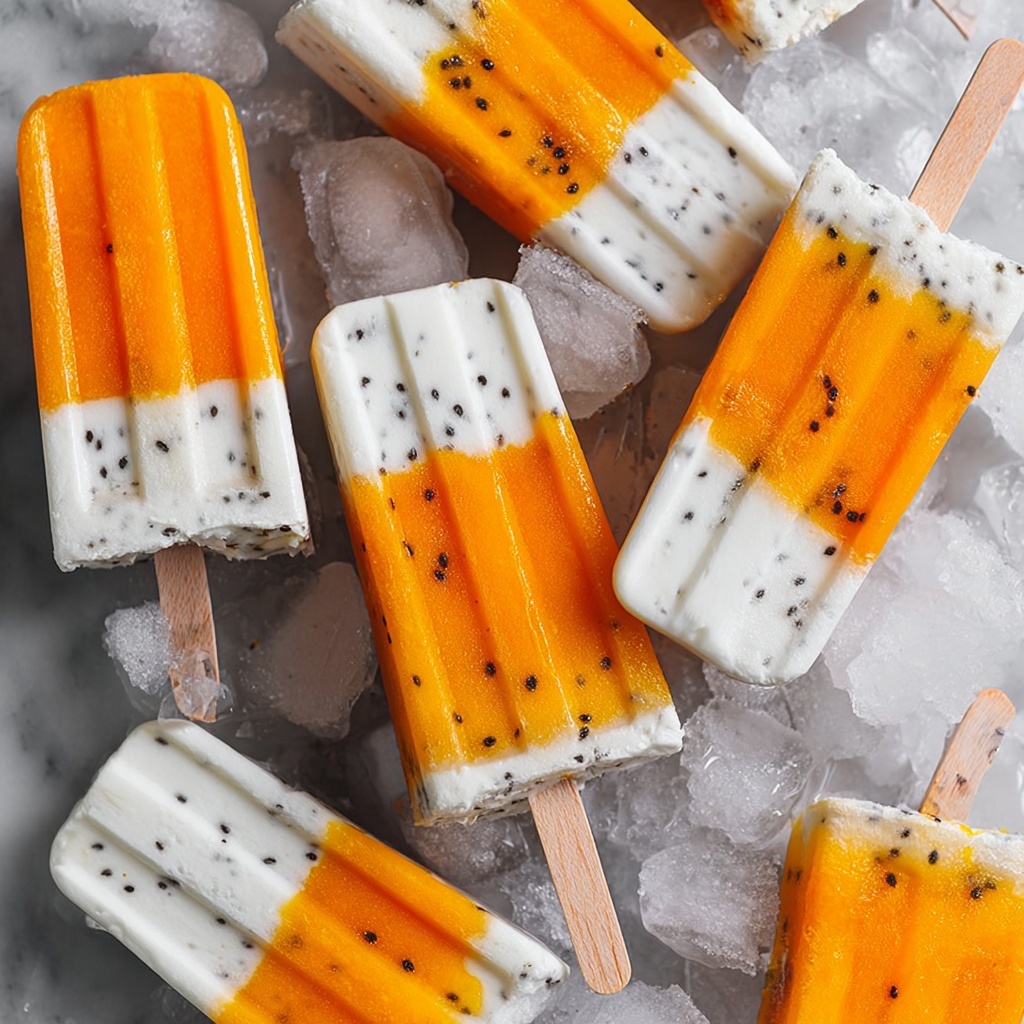 Tropical Passion Fruit Mango Coconut Popsicles Recipe - Recipe Image