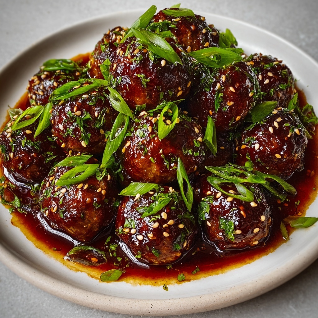 Savory Spicy Mongolian Glazed Meatballs with Scallions Recipe - Recipe Image