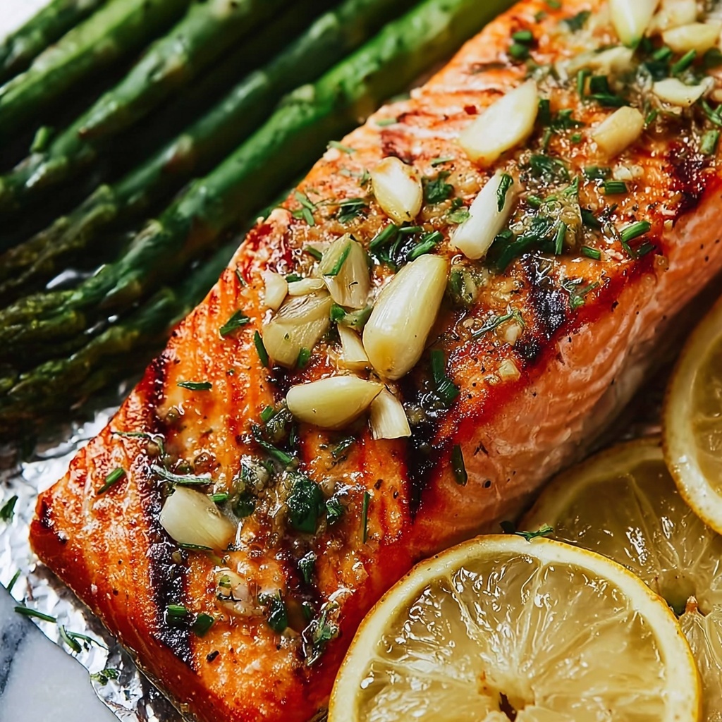 Savory Baked Salmon in Foil with Asparagus & Lemon Butter Recipe - Recipe Image