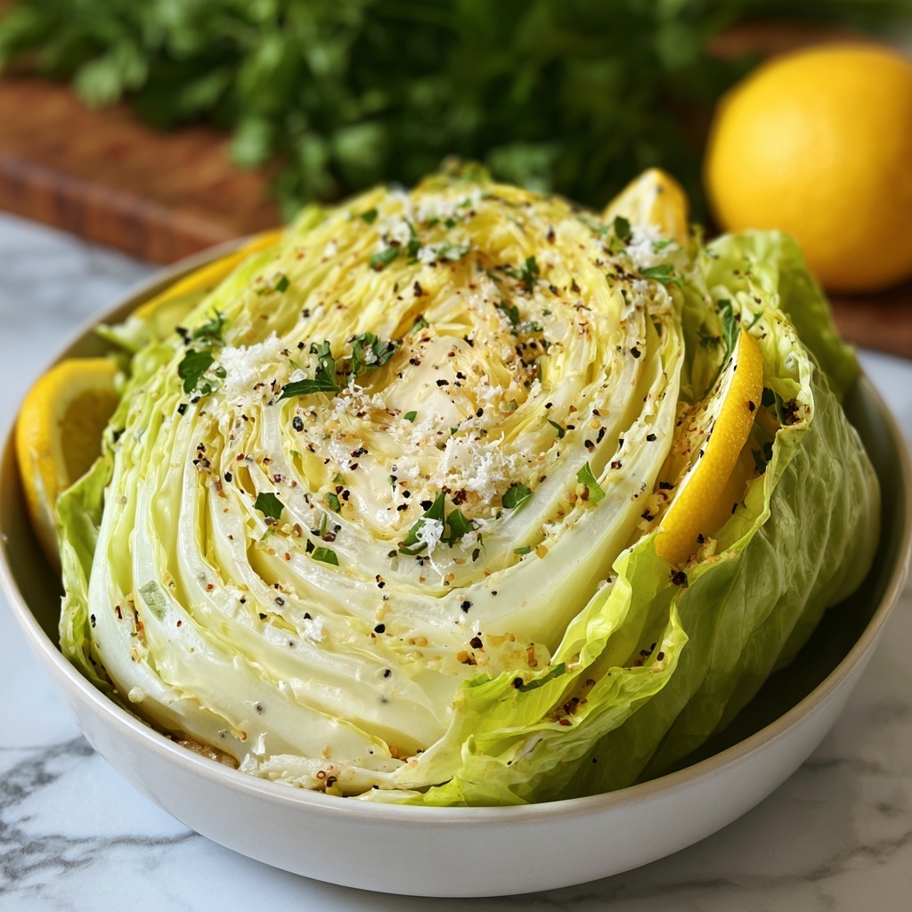Slow Cooker Garlic Parmesan Whole Cabbage with Lemon Butter Recipe - Recipe Image