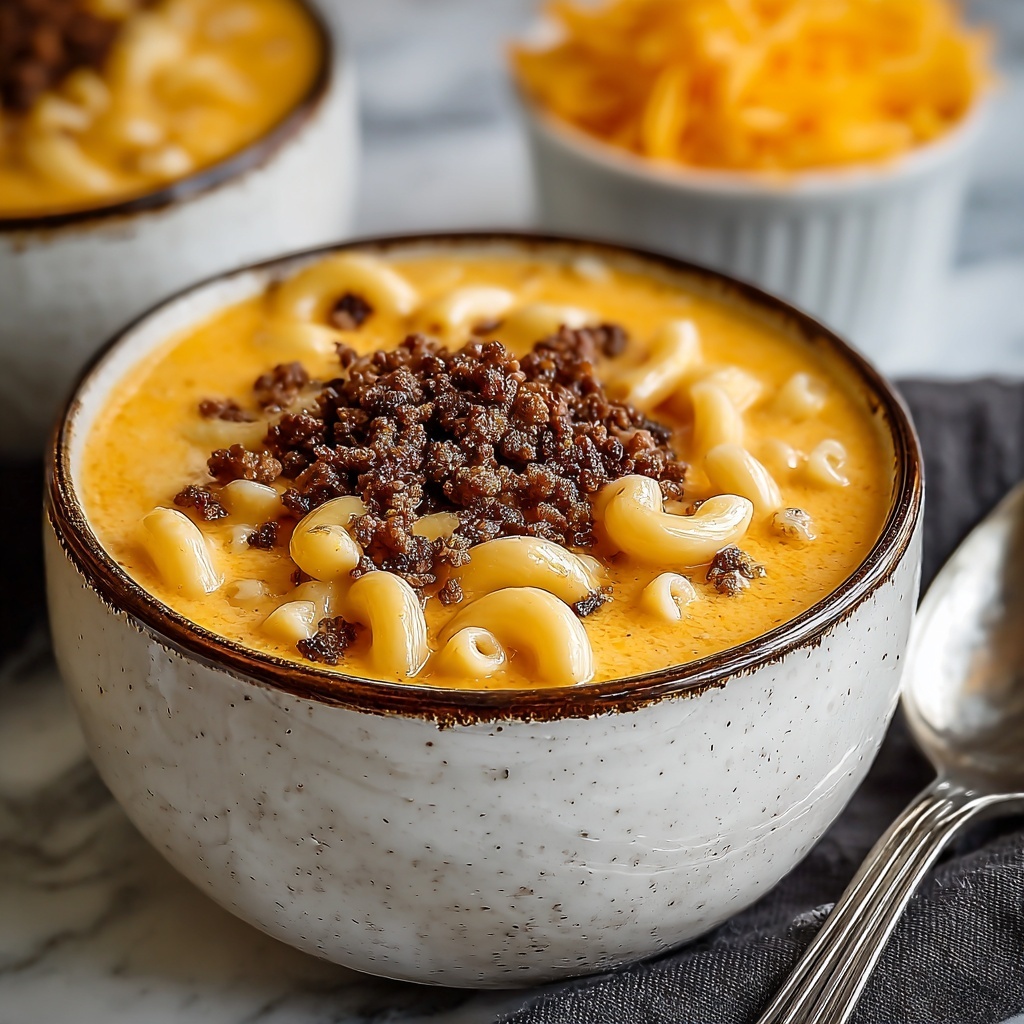 Creamy Cheesy Macaroni Soup Recipe - Recipe Image